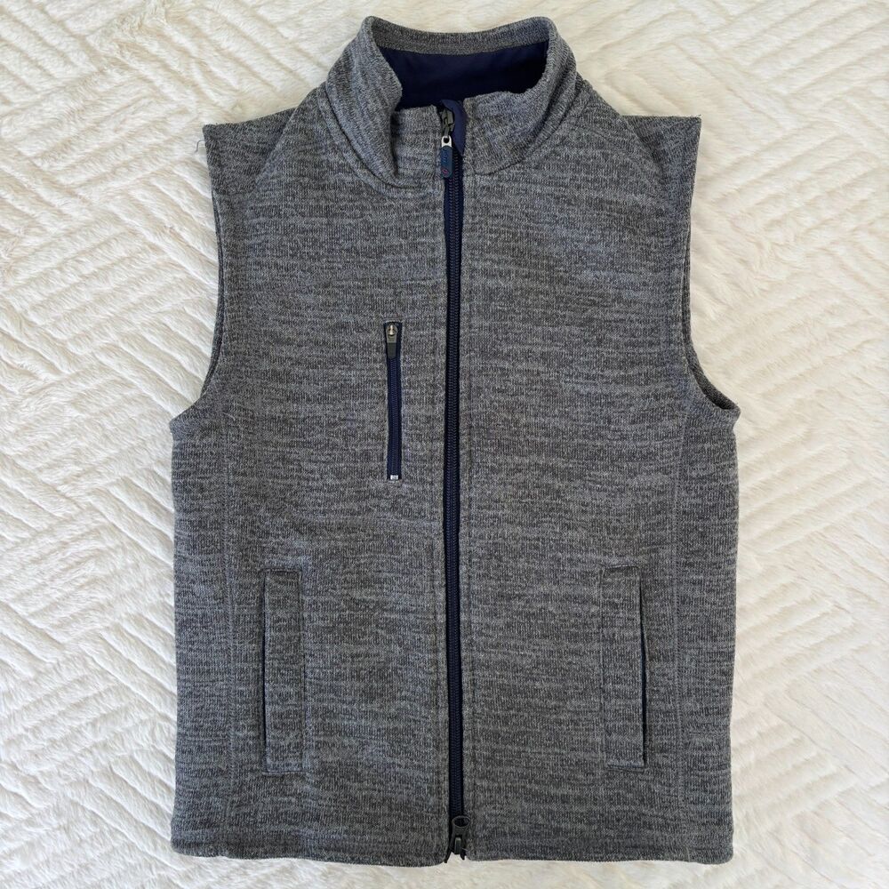 Johnnie-O Boys Gray Full Zip Fleece Vest Size 6 West Coast Prep Lightweight
